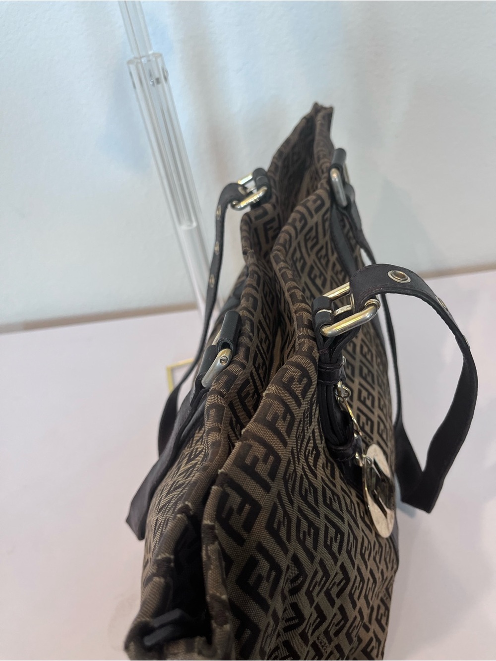 FENDI ZUCCHINO MONOGRAM CANVAS HANDBAG - Picture 8 of 12